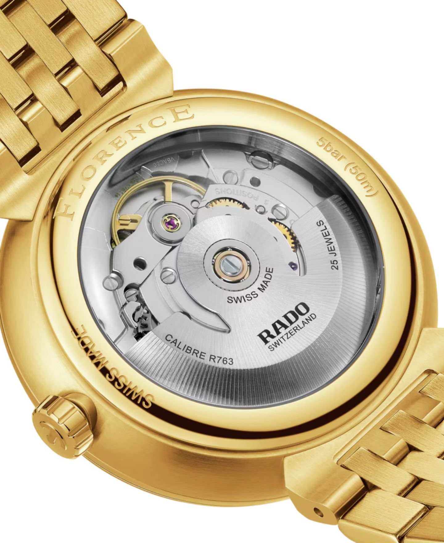Часы Rado Unisex Swiss Automatic Florence Gold PVD Stainless Steel Bracelet Watch 39mm — фото 4