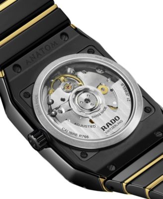 Unisex Swiss Automatic Anatom Gold PVD Stainless Steel & Black Ceramic Bracelet Watch 33mm