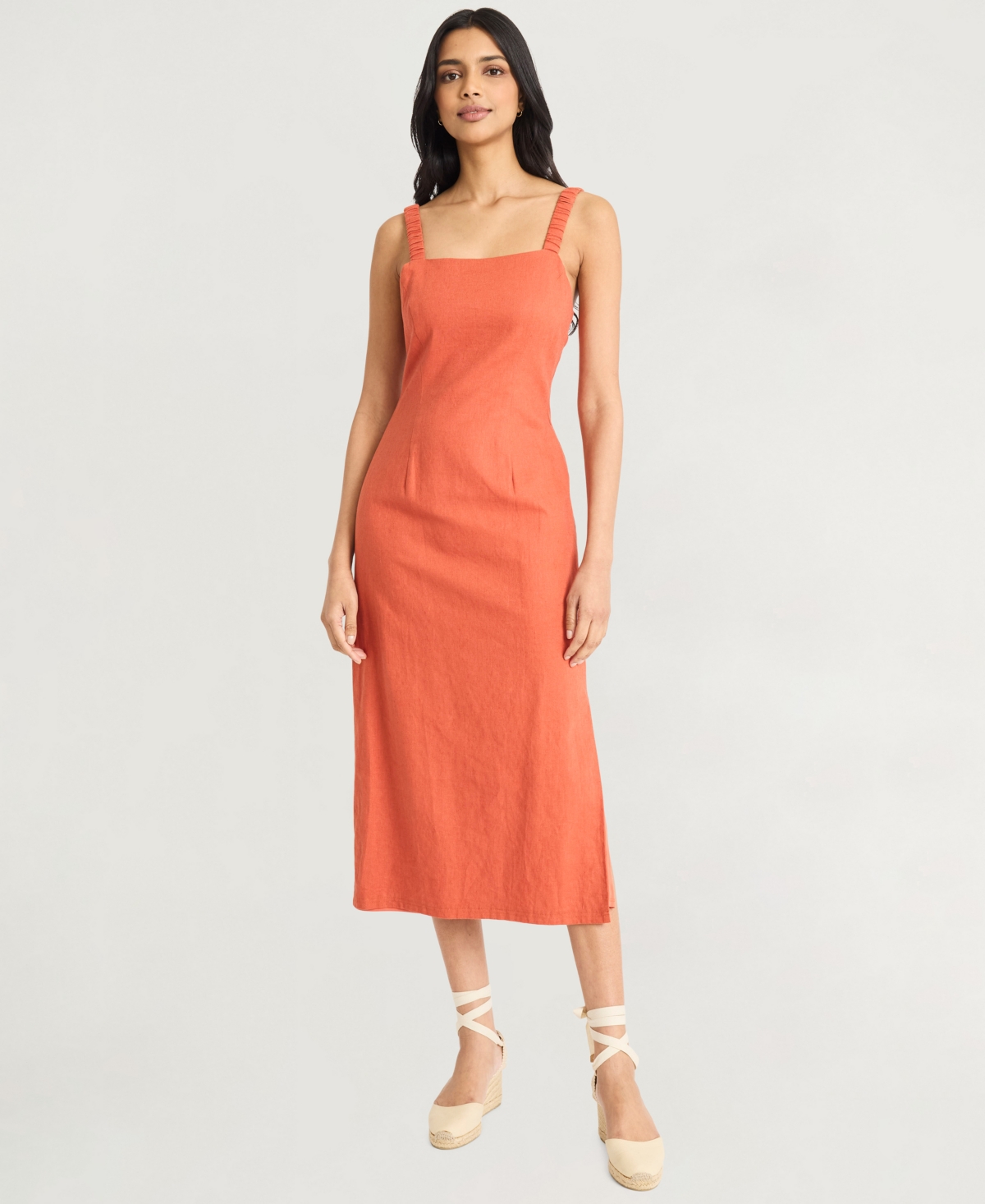 Shop The Good Journey Women's Square-neck Sleeveless Midi Dress