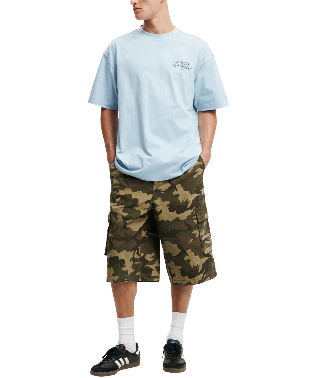 Shop Cotton On Men's Box Fit Text T-shirt In Pearl Blue,lucid Collective