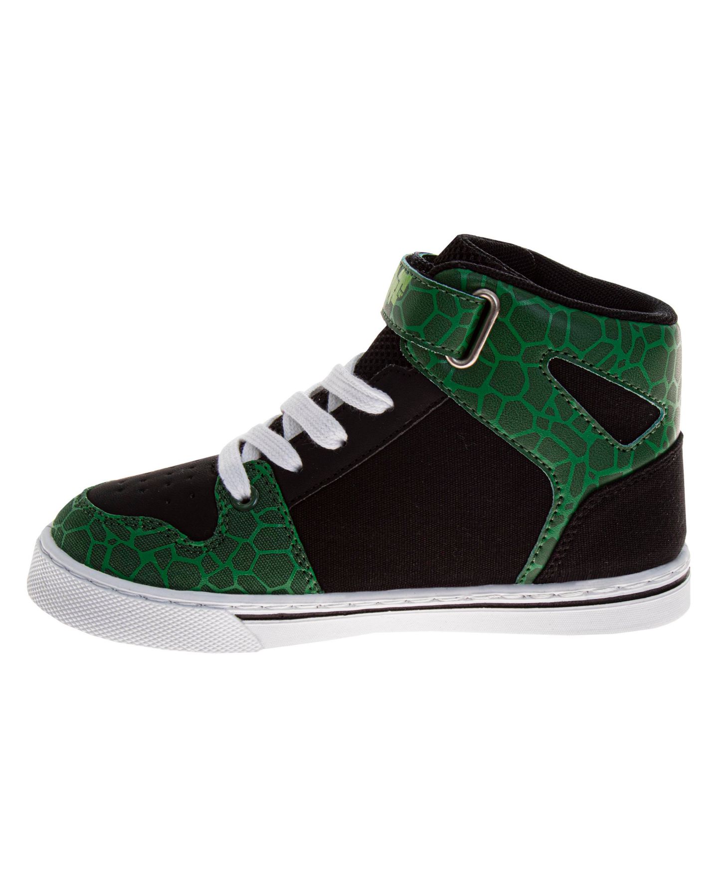 Кроссовки Nickelodeon Teenage Mutant Ninja Turtles Vintage HighTop Sneakers Fun, RetroStyle Footwear (Little Kid Size 12 / Big Kid Sizes 13-4) для мальчиков, цвет: Зелёный / Чёрный — фото 6