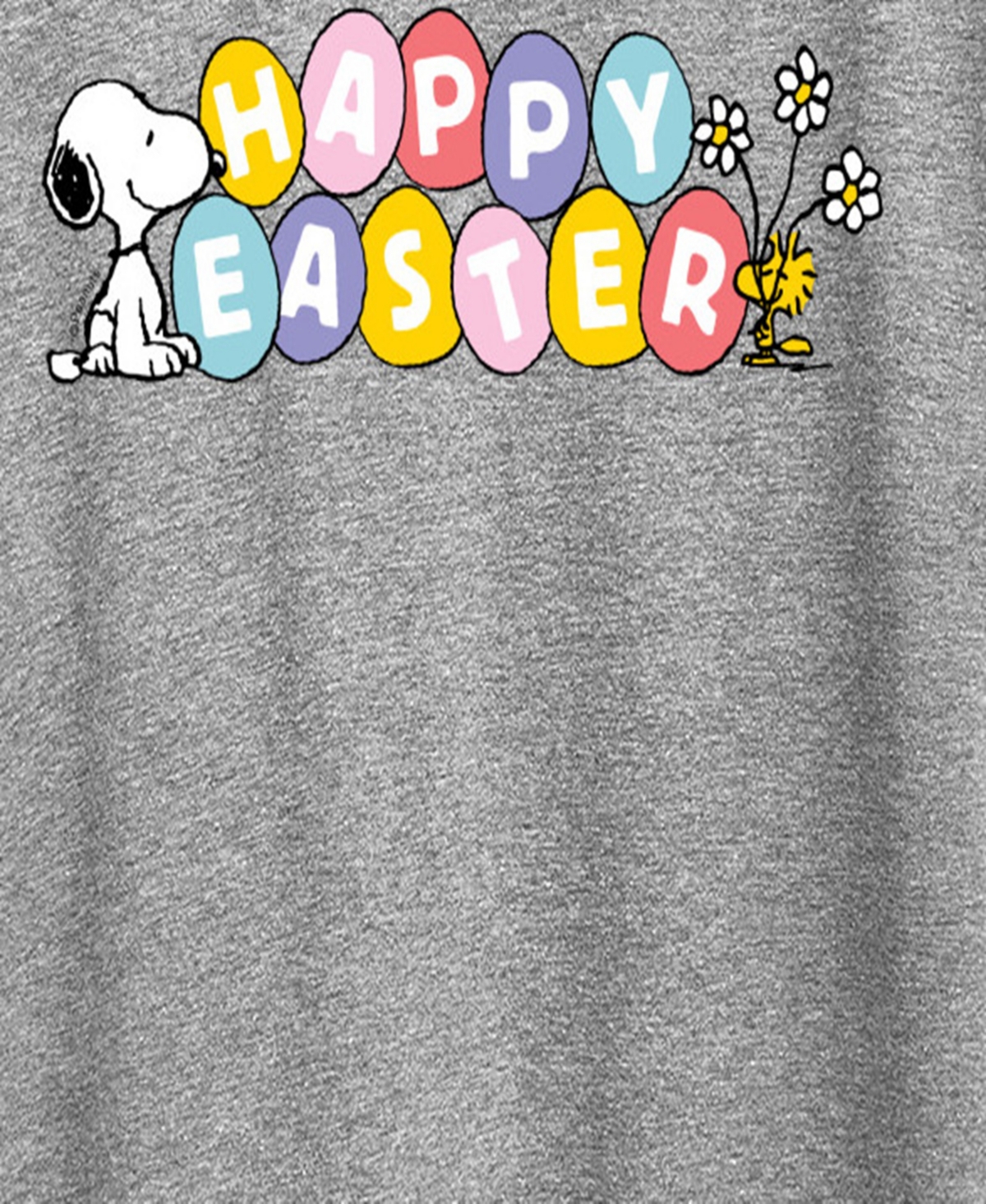 Hybrid Apparel Plus Size Peanuts Happy Easter Graphic Crew Neck T-shirt In Gray