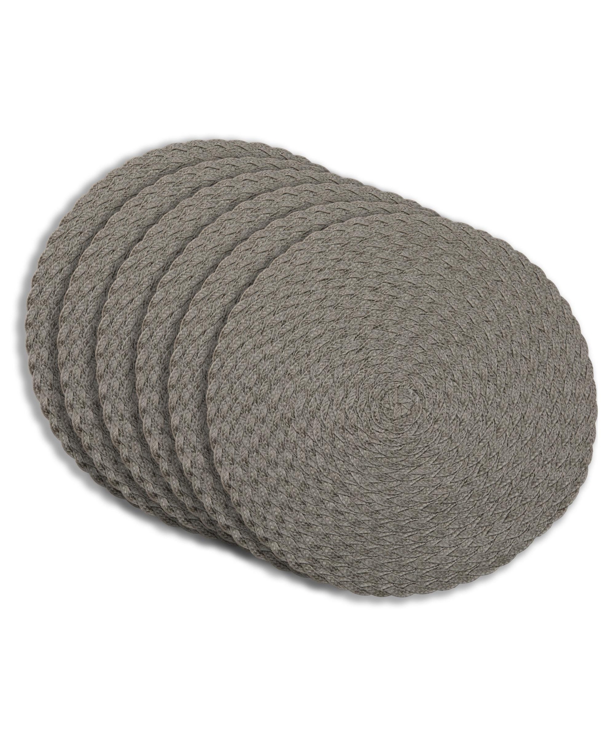 Classic 15" Round Woven Placemats Set of 6 - Durable, Reversible & Non-Slip Table Mats - Black