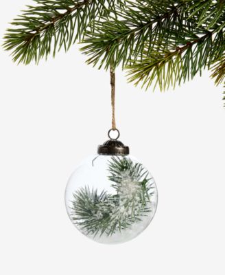 Holiday Lane - Nordic Wonderland Glass Ball with Pine Ornament