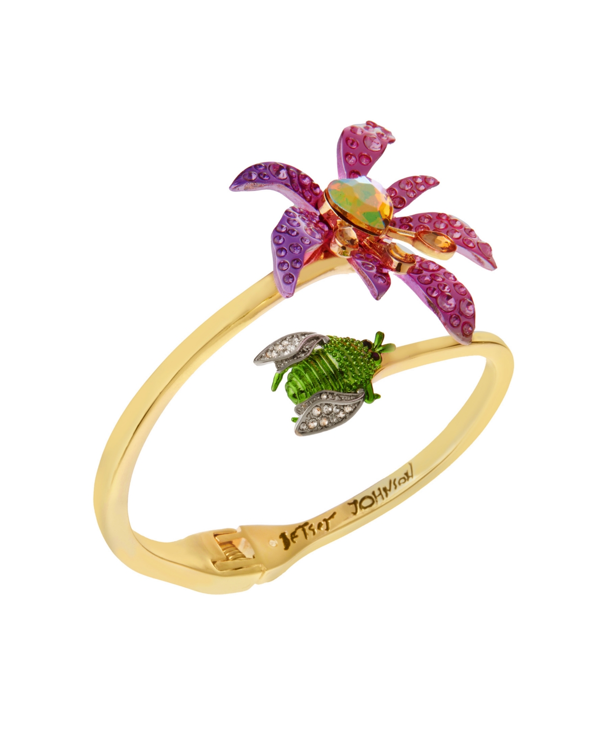 Betsey Johnson Faux Stone Garden Glam Iris Bangle Bracelet In Multi