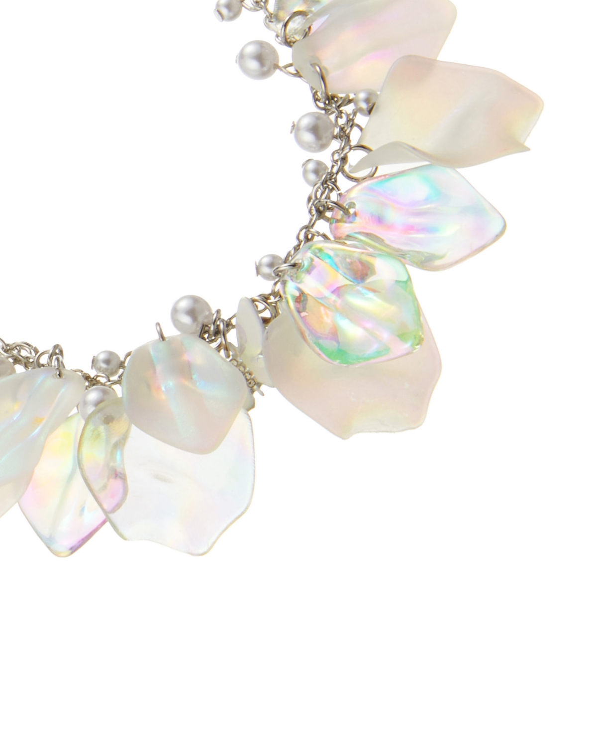 Betsey Johnson Ivory Garden Glam Flower Petal Link Bracelet In Ivory,rhodium