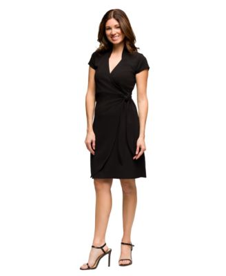 Women's Mandarin Collar Knee Length Wrap Dress