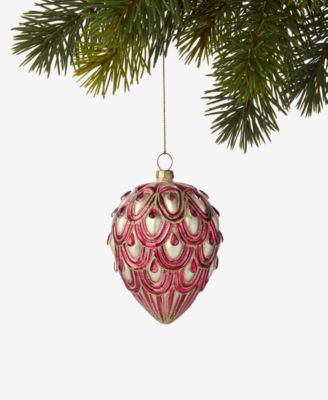 Holiday Lane - Berry Tones Red and Gold Pinecone Ornament