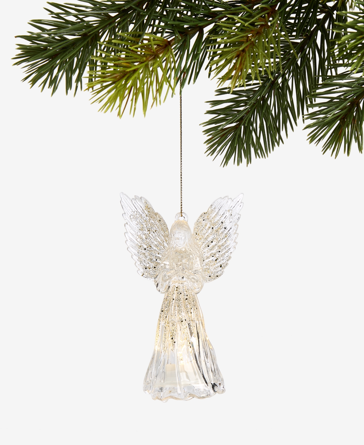 Holiday Lane Christmas Glitters Light-up Angel Ornament, Macy's Exclusive In Transparent