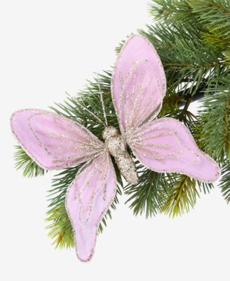 Enchanted Forest Purple Glitter Butterfly Ornament