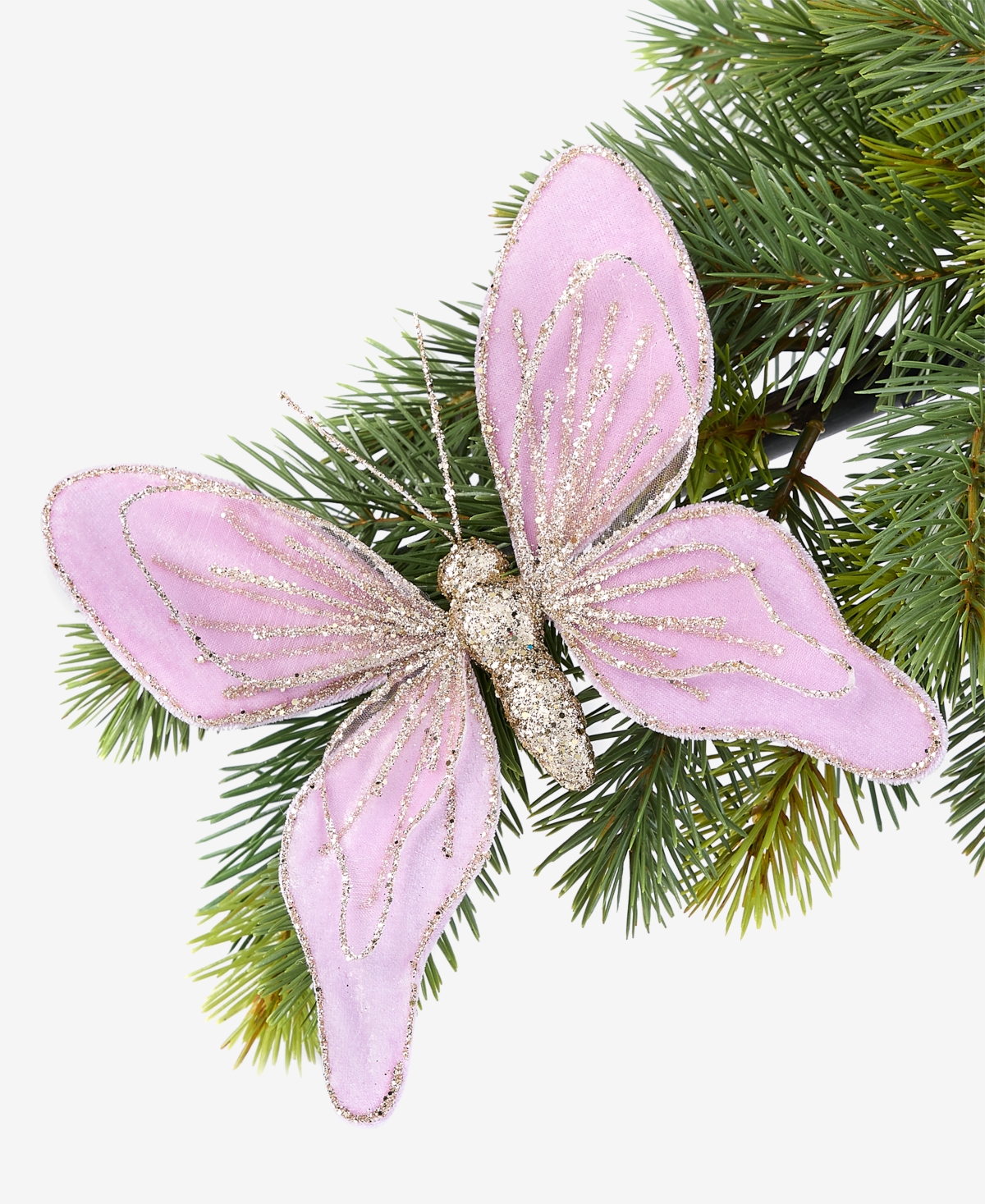 Holiday Lane Enchanted Forest Purple Glitter Butterfly Ornament, Macy's Exclusive In Transparent