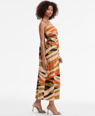 Women's Cotton Pleated-Bodice Tie-Back Midi Dress