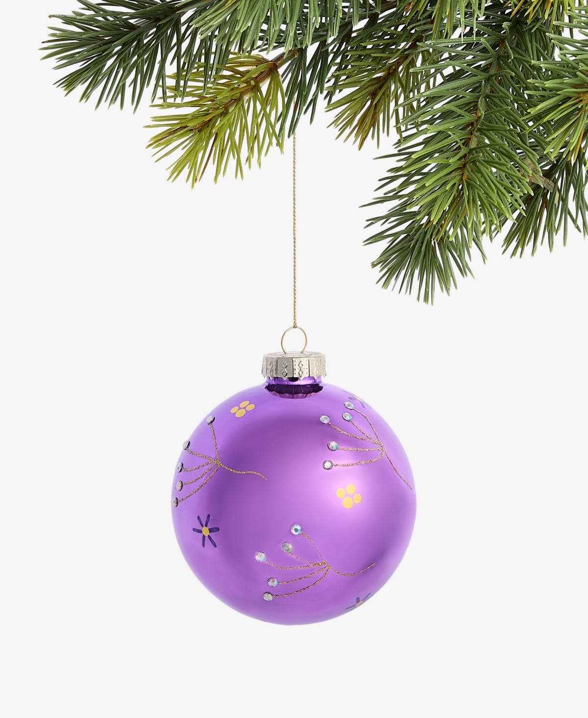 Holiday Lane Enchanted Forest Pink Floral Ball Ornament, Macy's Exclusive In Transparent