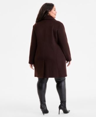 Plus Size Collared Button-Front Coat, Exclusively at Macy's