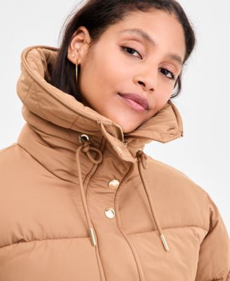 Women's Drawstring-Collar Puffer Coat