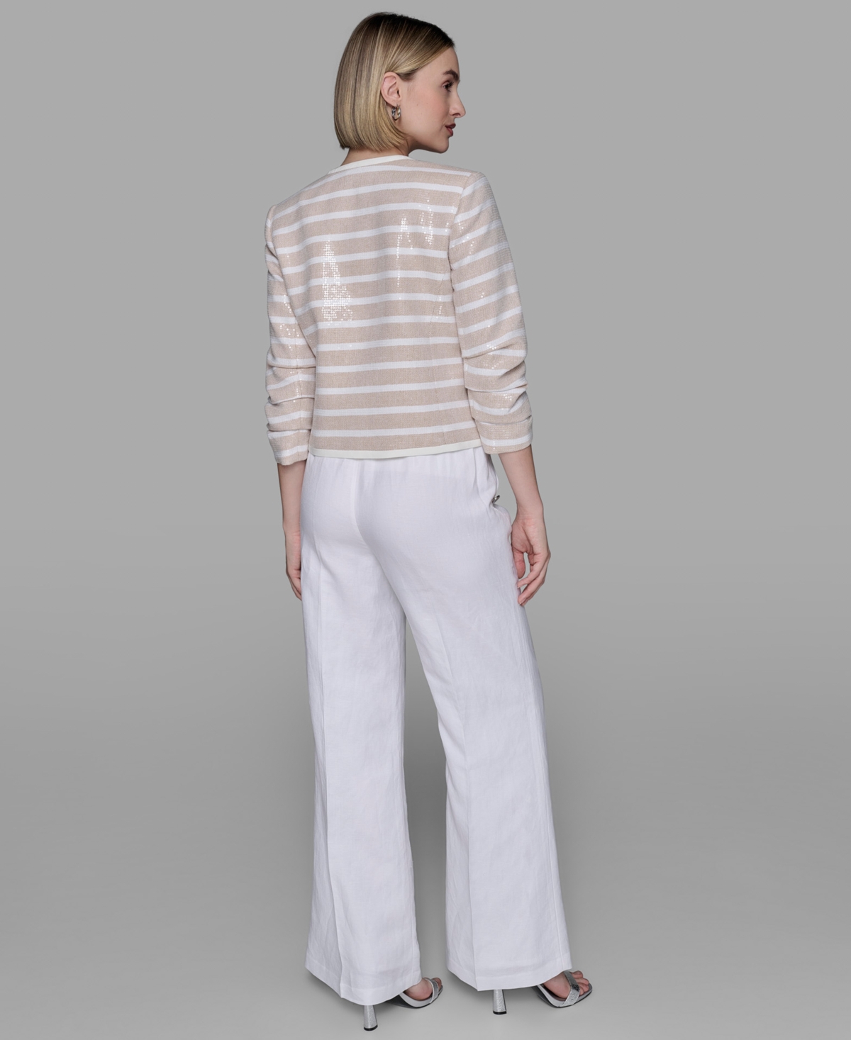 Karl Lagerfeld Women's Sequinned Striped Jacket In Neutral