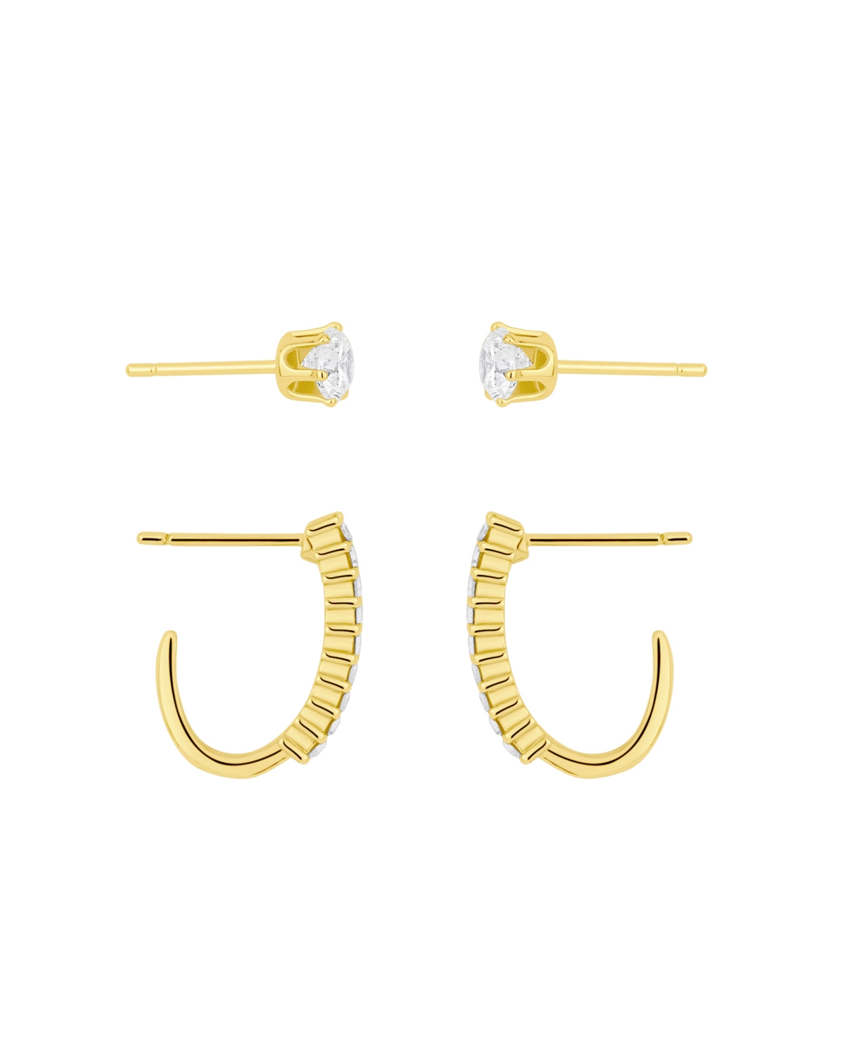 And Now This Crystal Duo Stud And Baguette Hoop Earring Set In Gold