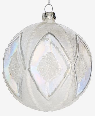 Iced Delight Glass White Beaded Ball Ornament, Macy's Exclusive 