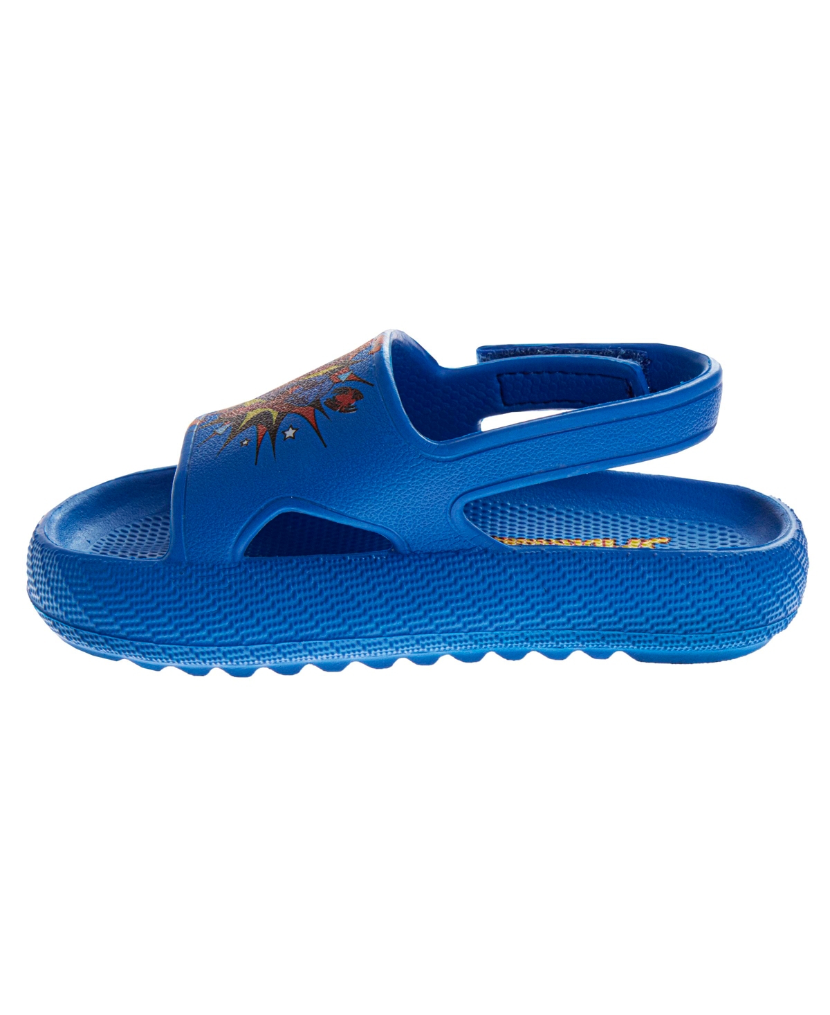 Spider-man Toddler Boys Marvel Hook And Loop Backstrap Slides In Blue