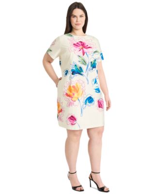 Plus Size Printed Short-Sleeve Dress