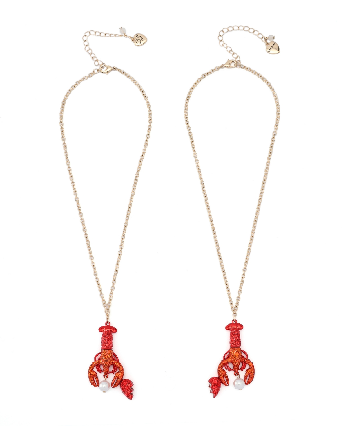 Betsey Johnson Mermaid Jewels Lobster Friendship Necklace Set In Red,gold