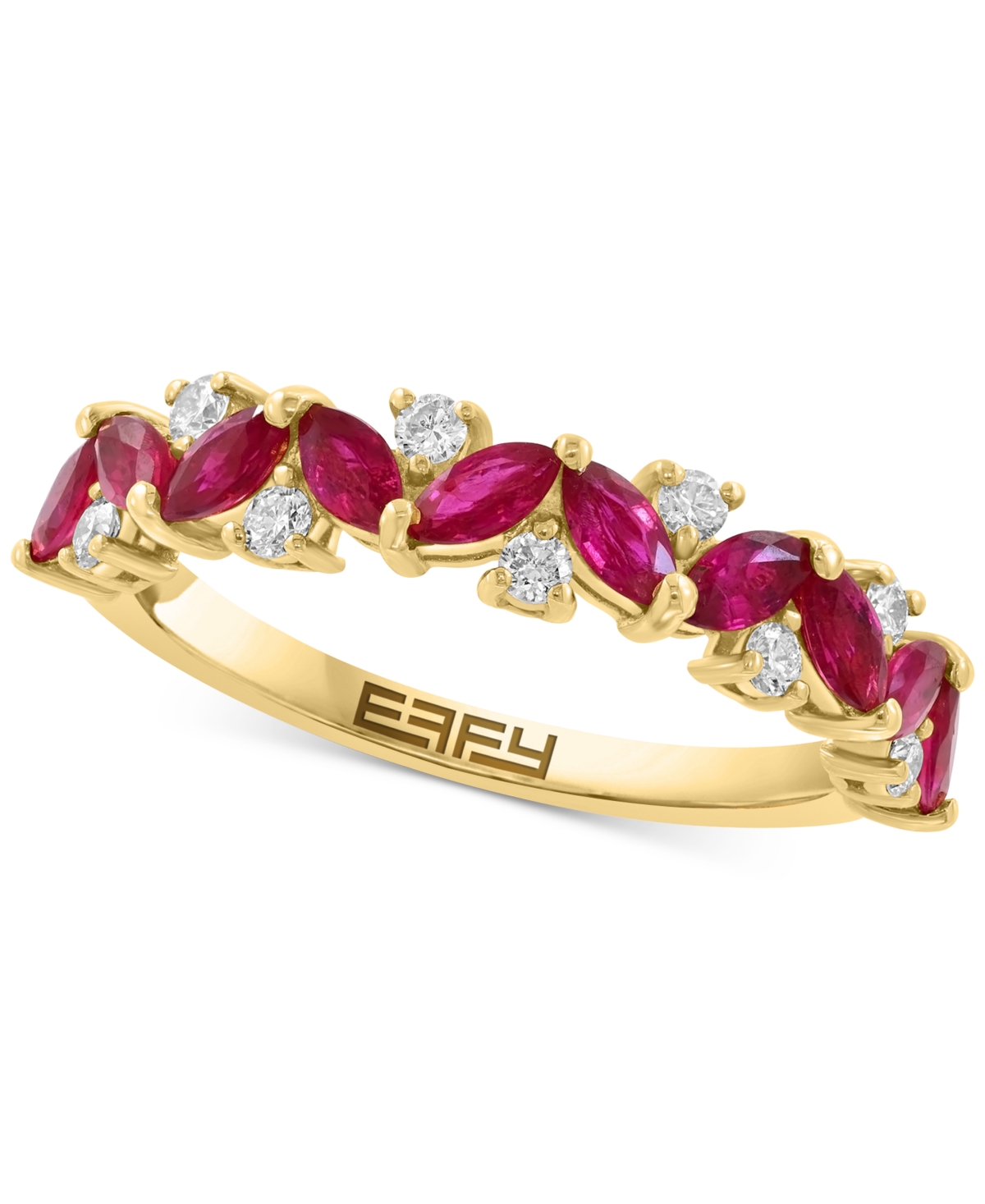 Effy Ruby (1 ct. t.w.) & Diamond (1/5 ct. t.w.) Marquise Cluster Ring in 14k Gold - Ruby