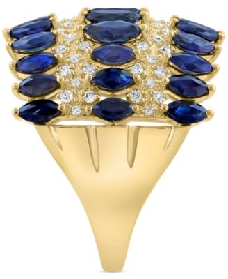 EFFY&reg; Sapphire (3-5/8 ct. t.w.) & Diamond (5/8 ct. t.w.) Crown Inspired Statement Ring in 14k Gold
