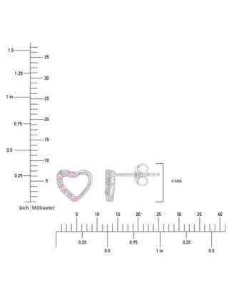 Pink Cubic Zirconia Heart Stud Earrings in 14k Rose Gold over Sterling Silver