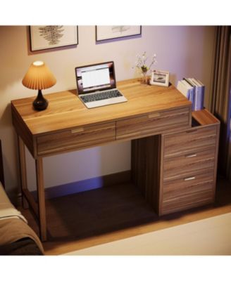Computer Desk with 5 Drawers,Modern Wooden Study Table Office Workstation for Home Office, Small Spaces