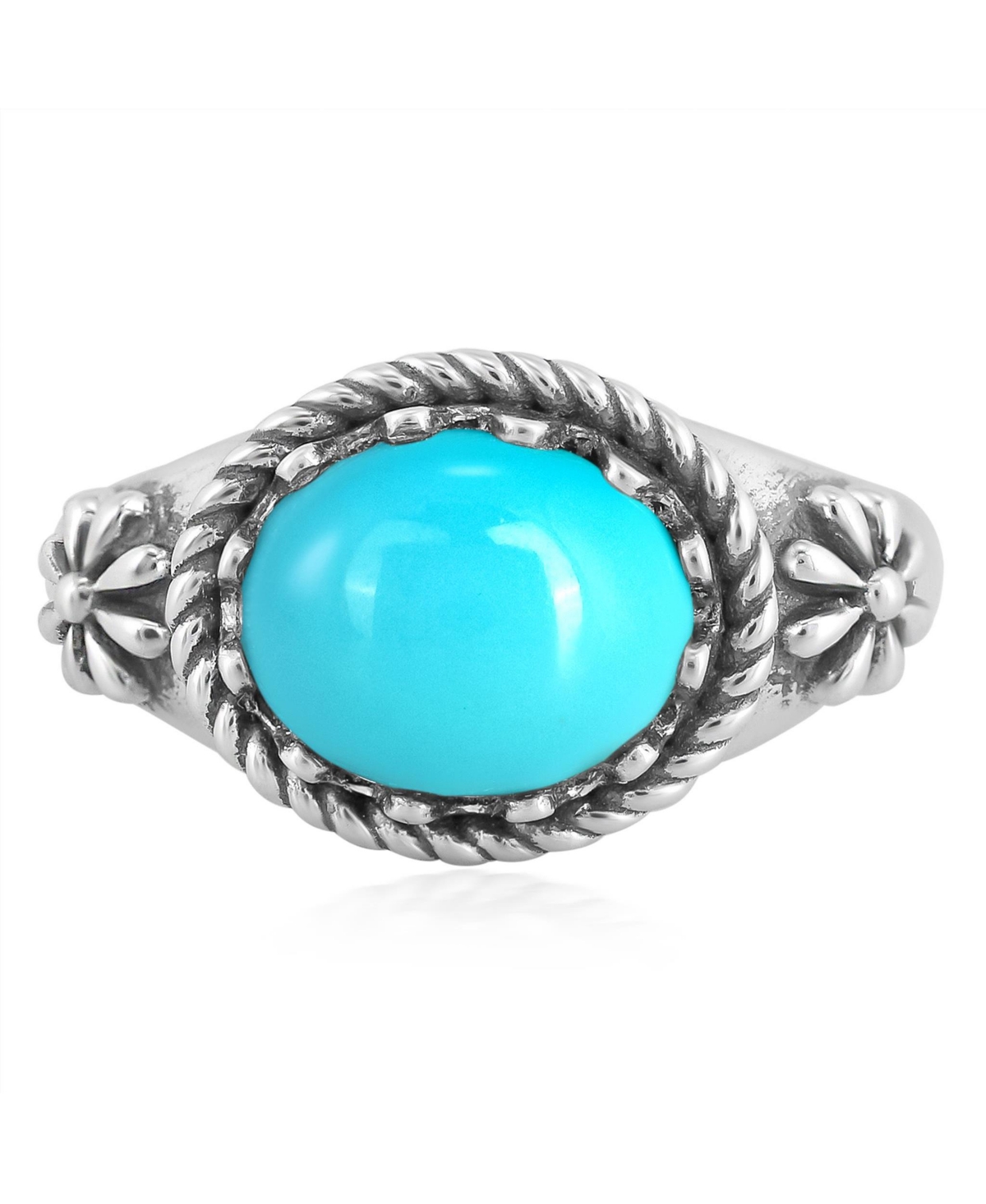 Sterling Silver Sleeping Beauty Turquoise East West Ring, Size