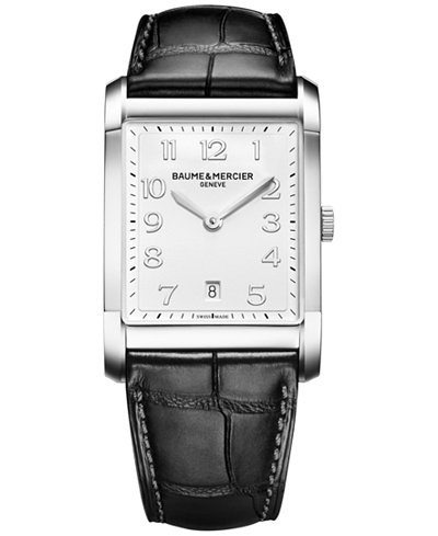 Baume & Mercier Men's Swiss Hampton Black Leather Strap Watch 42x29mm M0A10154