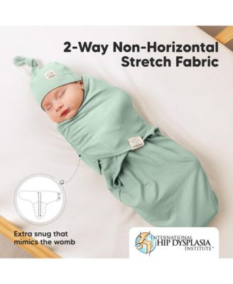 3-Pack Organic Baby Swaddle Sleep Sacks with Knot Hats, Newborn Baby Swaddles Wrap, Ergonomic Wearable Blanket
