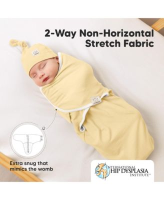3-Pack Organic Baby Swaddle Sleep Sacks with Knot Hats, Newborn Baby Swaddles Wrap 0-3 Months, Ergonomic Wearable Blanket