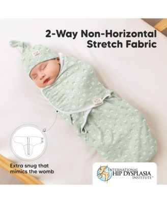 3-Pack Organic Baby Swaddle Sleep Sacks with Knot Hats, Newborn Baby Swaddles Wrap 0-3 Months, Ergonomic Wearable Blanket
