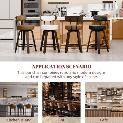 24 inches Bar Stools Set of 3, Modern Counter Height Bar Stools with Wood Back, Boucle Fabric Upholstered Barstools for Home, Cafe