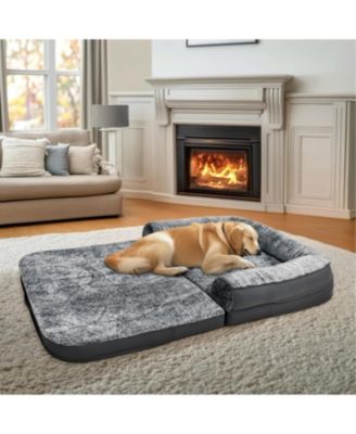 Giant Orthopedic Dog Bed w/Waterproof & LeatherTrim for Pets
