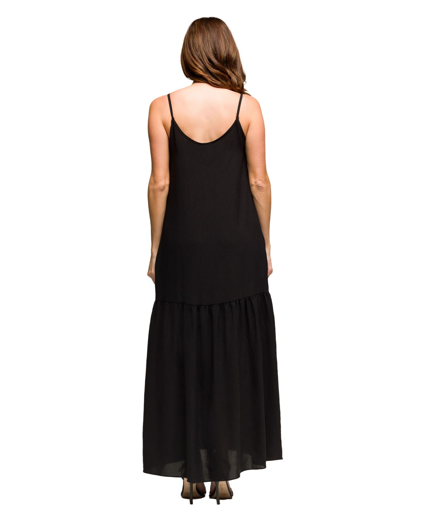 Женское платье 24seven Comfort Apparel Lightweight Spaghetti Strap Pocket Maxi, цвет: Чёрный — фото 2