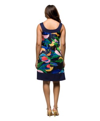 Women's Floral Scoop Neck Sleeveless Knee Length Dress