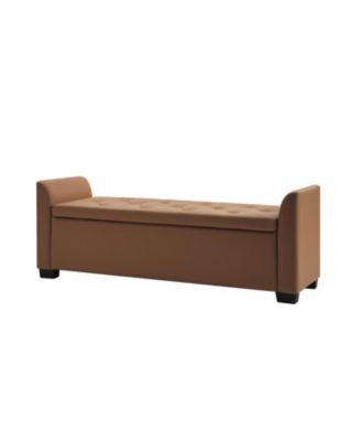 Monica 57.75 PU "Wide Tufted Storage Bench with Flared Arms