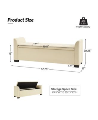 Monica 57.75 PU "Wide Tufted Storage Bench with Flared Arms