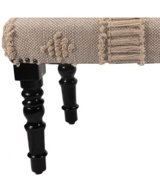 Accent Bench with Legs and Abstract Stripe Dot Upholstery for Living Room