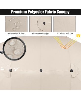 15 ft Double-Sided Patio Umbrella Market Twin Umbrella w/ Enhanced Base