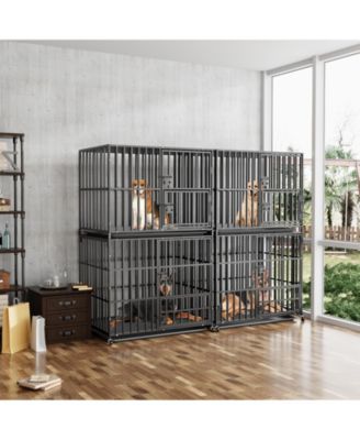 Stackable Heavy-Duty Dog Cage With Casters and Tray