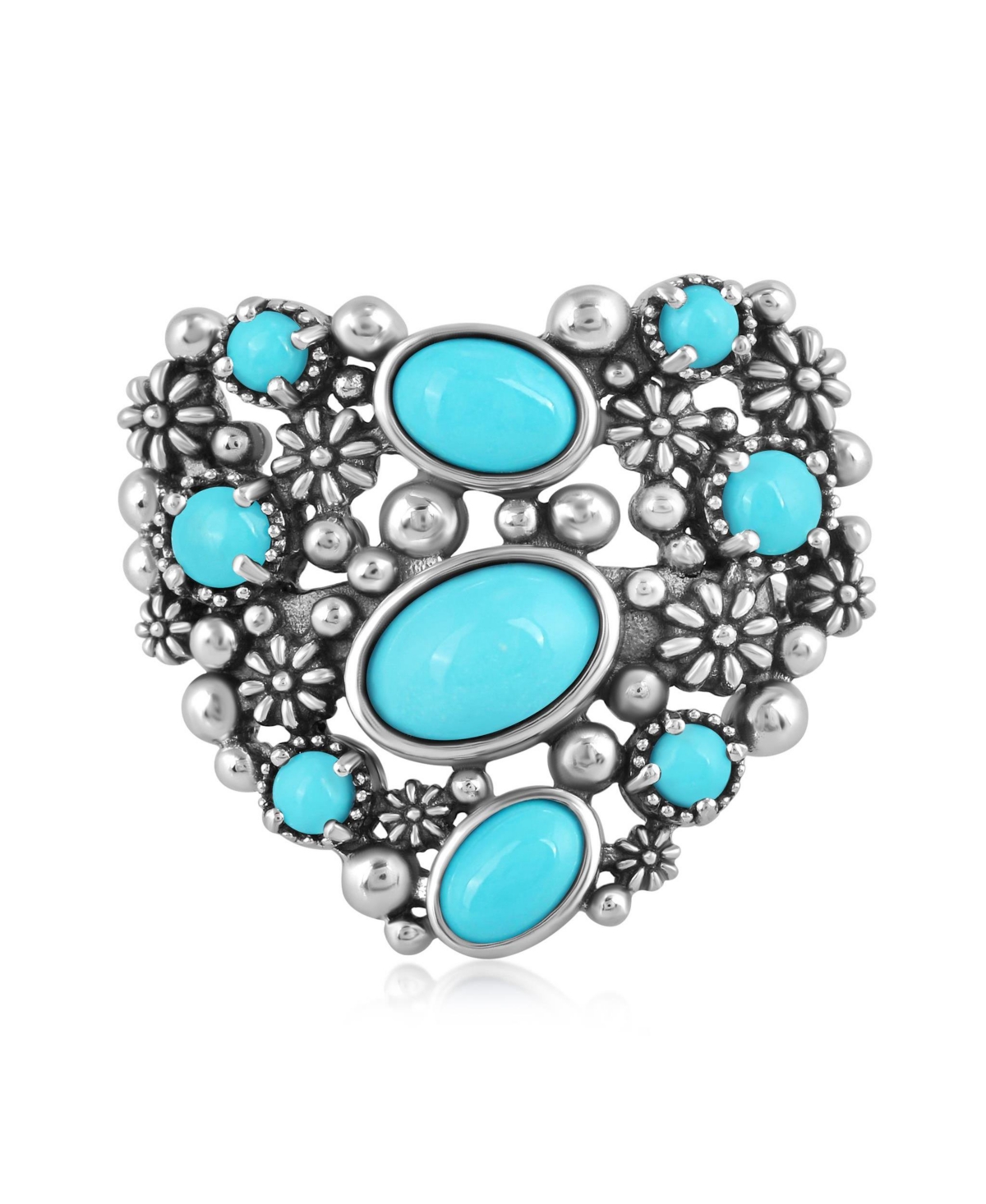 Sterling Silver Sleeping Beauty Turquoise Heart Ring, Size 7