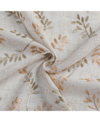 1 Piece Vanessa Floral Embroidered Linen Blend Semi Sheer Grommet Window Curtain Panel