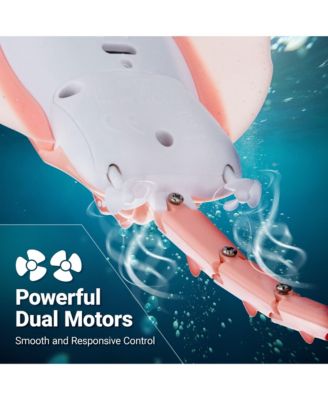Remote Control Simulation Swimming Manta Ray Toy with LED Lights - Pool and Bath Toy for Kids