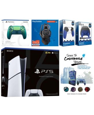 PlayStation 5 Slim Digital with Extra Controller, Plantronics Headset, Gamer Kit, Trigger Kit and MightySkins Decal Voucher