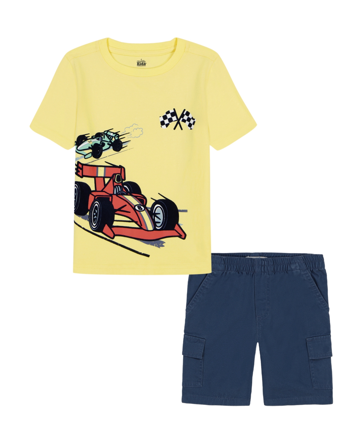 Kids Headquarters Toddler And Little Boys 2-piece Short Sleeve Graphic T-shirt And Twill Cargo Shorts Set