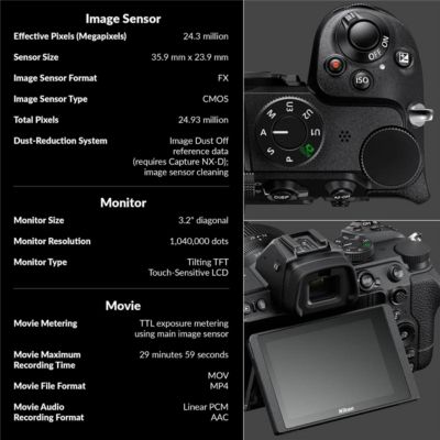 Z 6II Mirrorless Camera with Mount Adapter FTZ II,Camera Bundle Prepaid Subscription,Lithium-Ion Battery Pack,Glass Screen Protector for the