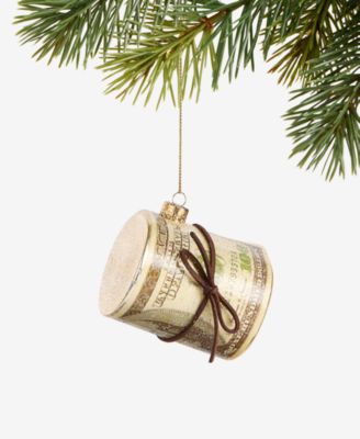 Holiday Lane - Eclectic Charm Glass Rolled $100 Bill Ornament